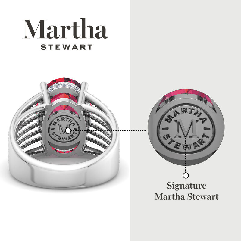 Martha Stewart 6 3/4ctw. Oval Ruby & Lab Grown Diamond Hidden Halo Ring In Sterling Silver image number null